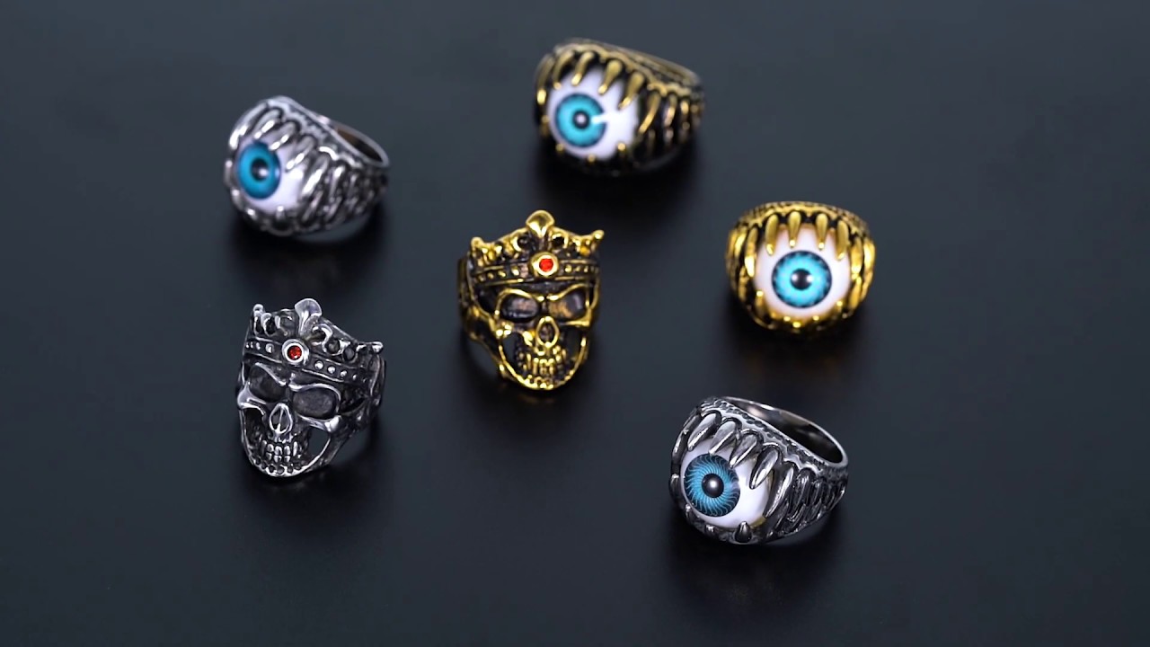 King of Egypt Skull Ring VS Turkish Evil Eye Ring