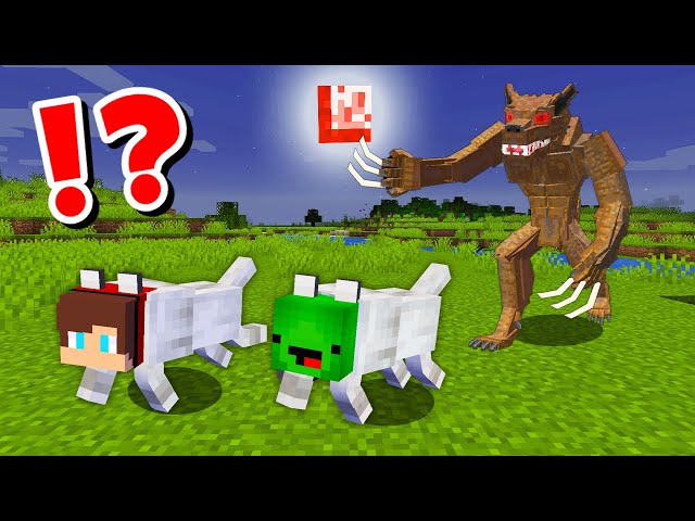JJ and Mikey survival as WOLF CHALLENGE in Minecraft / Maizen animation class=