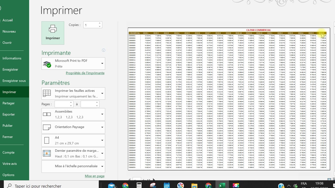 Impression de tableaux volumineux sur excel