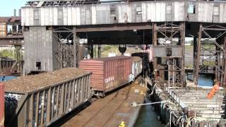 Offloading cars at the Greenville float bridge