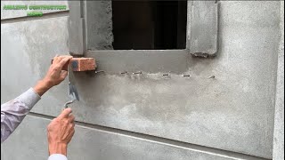 Creative Technique Of Building Window Frames With Bricks And Cement  Using Iron Nails