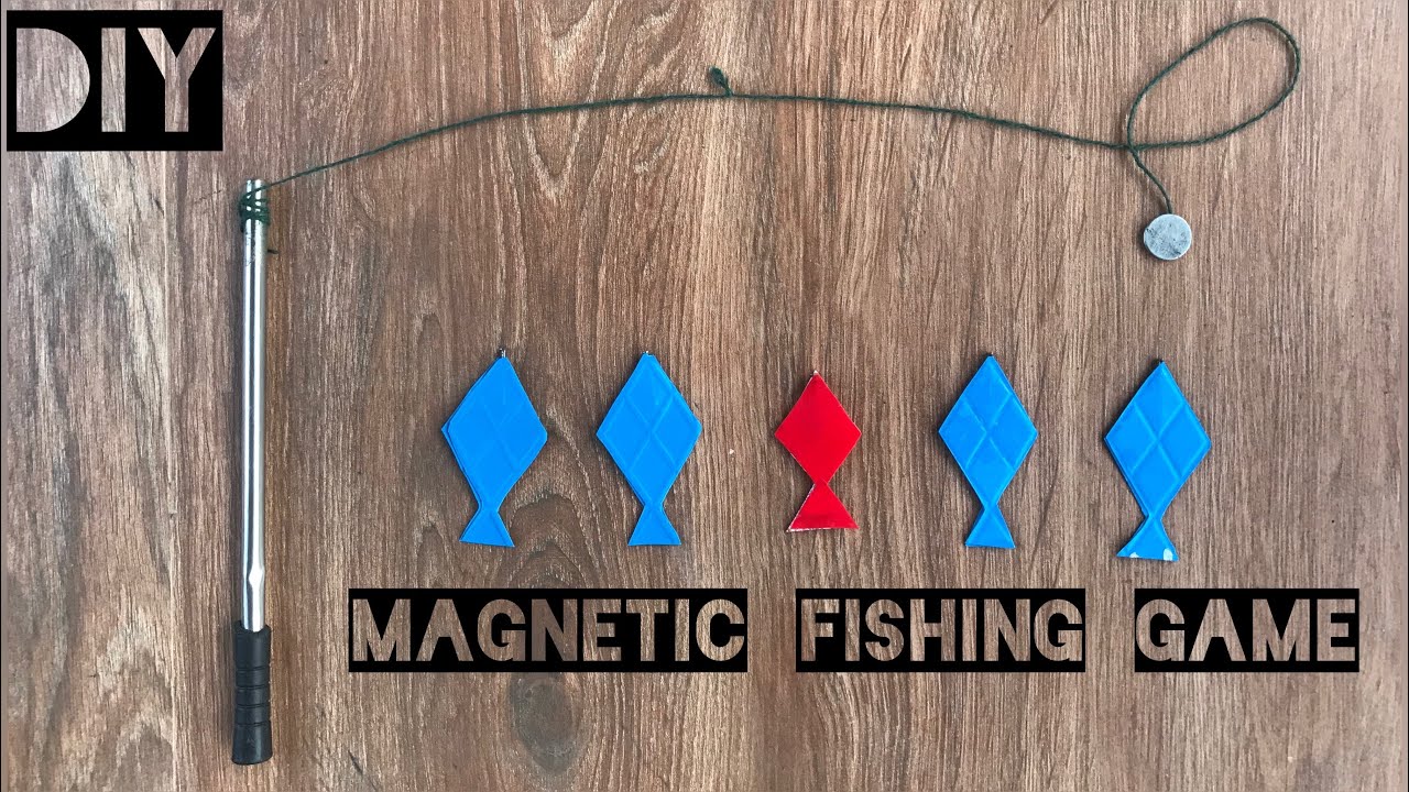 Magnetic fishing game for kids, DIY, Simple fishing game from waste  product