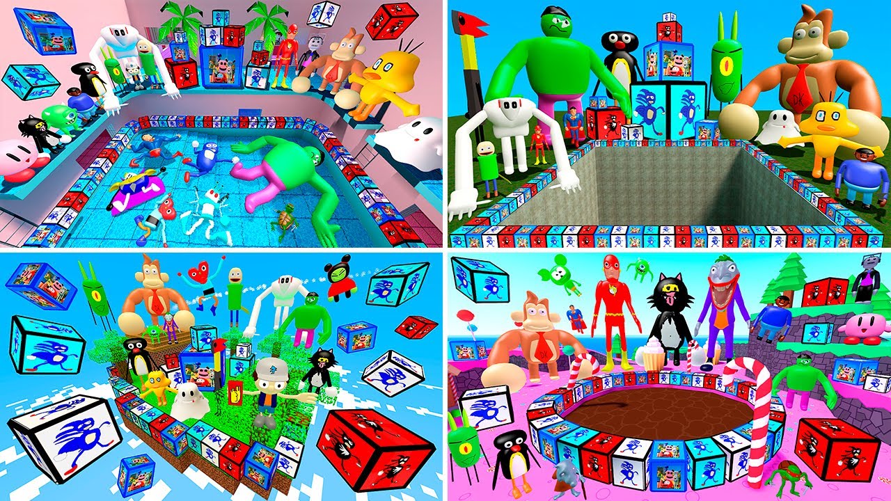 🤣 LUCKY BLOCKS SPARTAN KICKING 3D SANIC CLONES MEMES | VAPORWAVE POOL BIG HOLE CHOCOLATE in GMod!