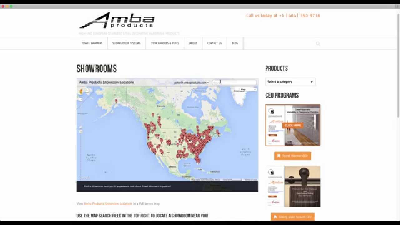 How to use the Amba Products Showroom Locator Map