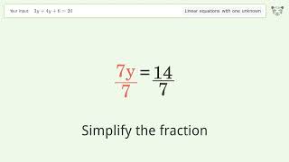 Solve 3y+4y+6=20: Linear Equation Video Solution | Tiger Algebra