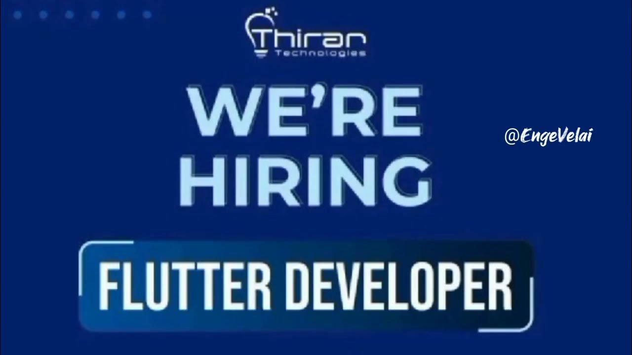 Flutter developer fresher role chennai freshers jobs chennai it