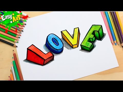 DIBUJOS│How to draw love 3D /Como dibujar love 4 - thptnganamst.edu.vn