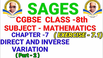 cg board class 8th maths chapter 7 exercise 7.1 sages 8th maths chapter 7 direct & inverse variation