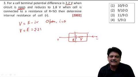 For a cell terminal potential difference is 2.2 V when circuit is open and reduces to 1.8 V when
