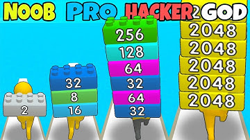 NOOB vs PRO vs HACKER vs GOD in 2048 Brick Runner