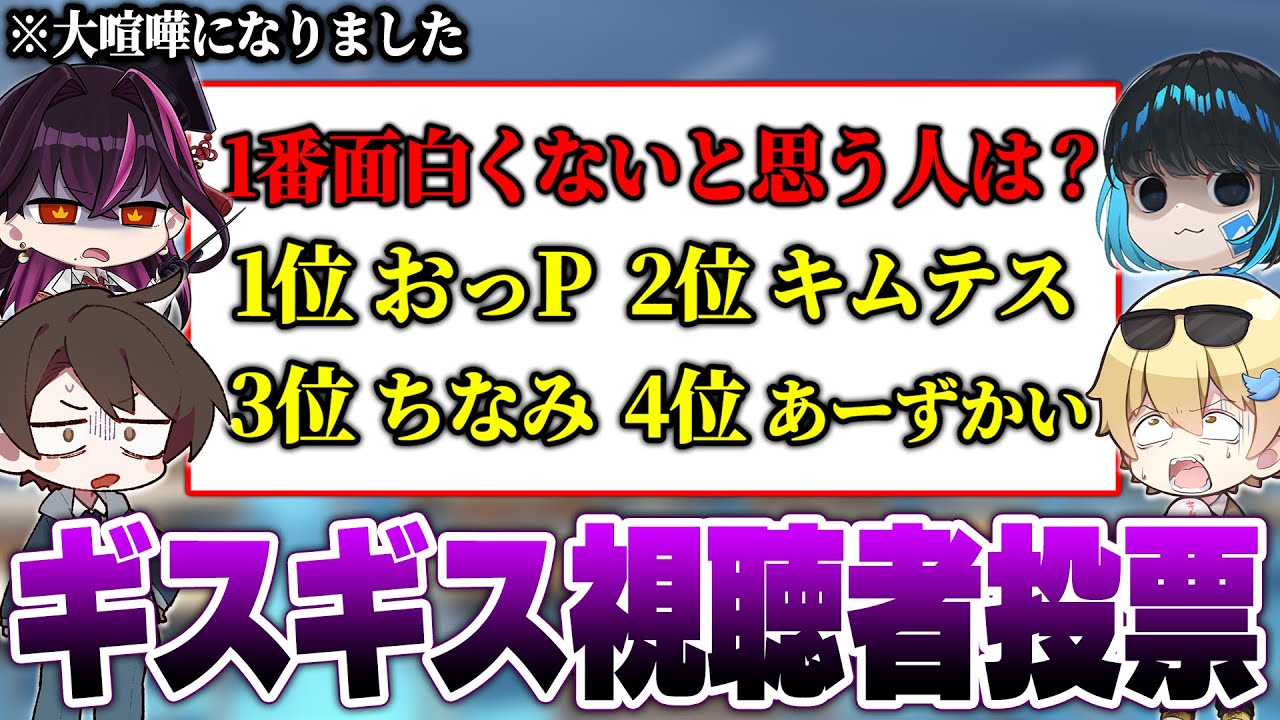 視聴者投票で作ったランキングの「4人の順位」を予想してもらったら空気が最悪になったｗｗｗｗ【キムテス/おっP/あーずかい/毒ヶ衣ちなみ/毒★あきお】