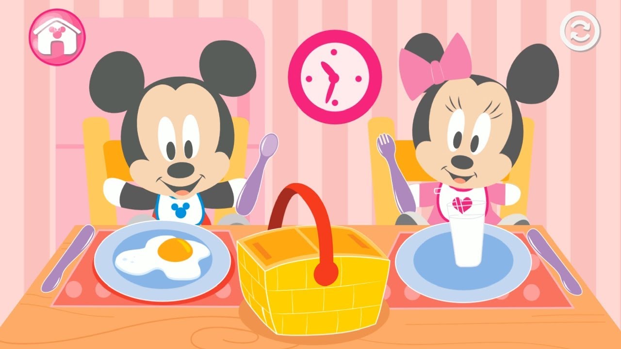 Disney Minnie Mi Primera Muneca Bebe Minie Y Bebe Mickey Comiendo Hora De Comer Disney Babies Youtube