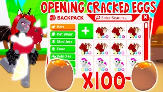Opening 100 CRACKED EGGS To See  How Many LEGENDARY PETS I Can Get In Adopt Me! (Roblox)
