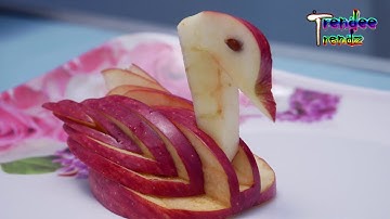 How to Make Apple Swan Garnish - Fruit Carving Video For Beginners