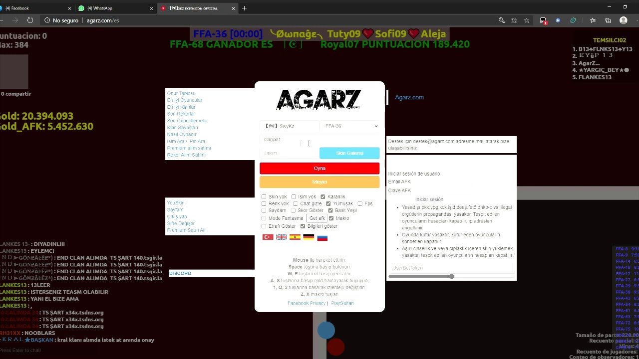 Clan PE extensión | Agarz.com You List Skins, FFA | TheoXT♦SwyKz