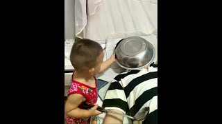 Son wake up dad for meals #Funny videos #Dad with kid