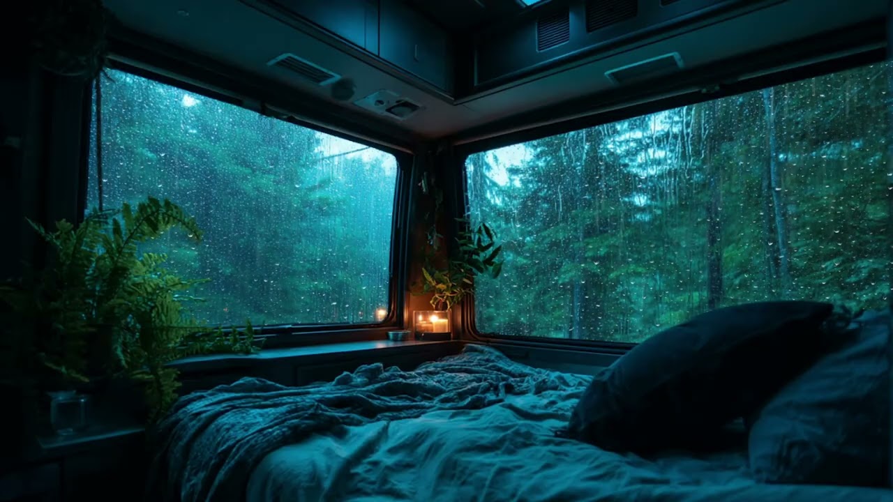 Stormy Night Piano in a Car Cabin 🌩️🚙🎹 | Thunder Rain, Emotional Calm, Cinematic Sleep Ambience