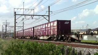 高崎線　2082レ　ＥＦ64代走　ＥＦ65-1118（虹釜）+コキ　211系被り寸前