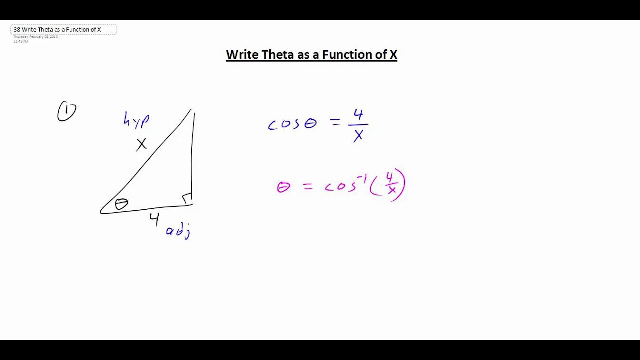 38 Write Theta As A Function Of X Youtube