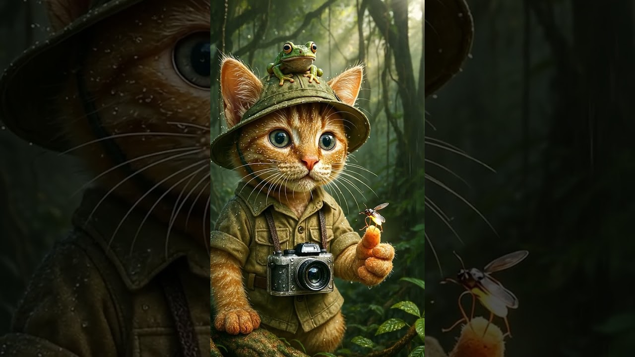 Kitten cat in tropical rainforest 🌴 