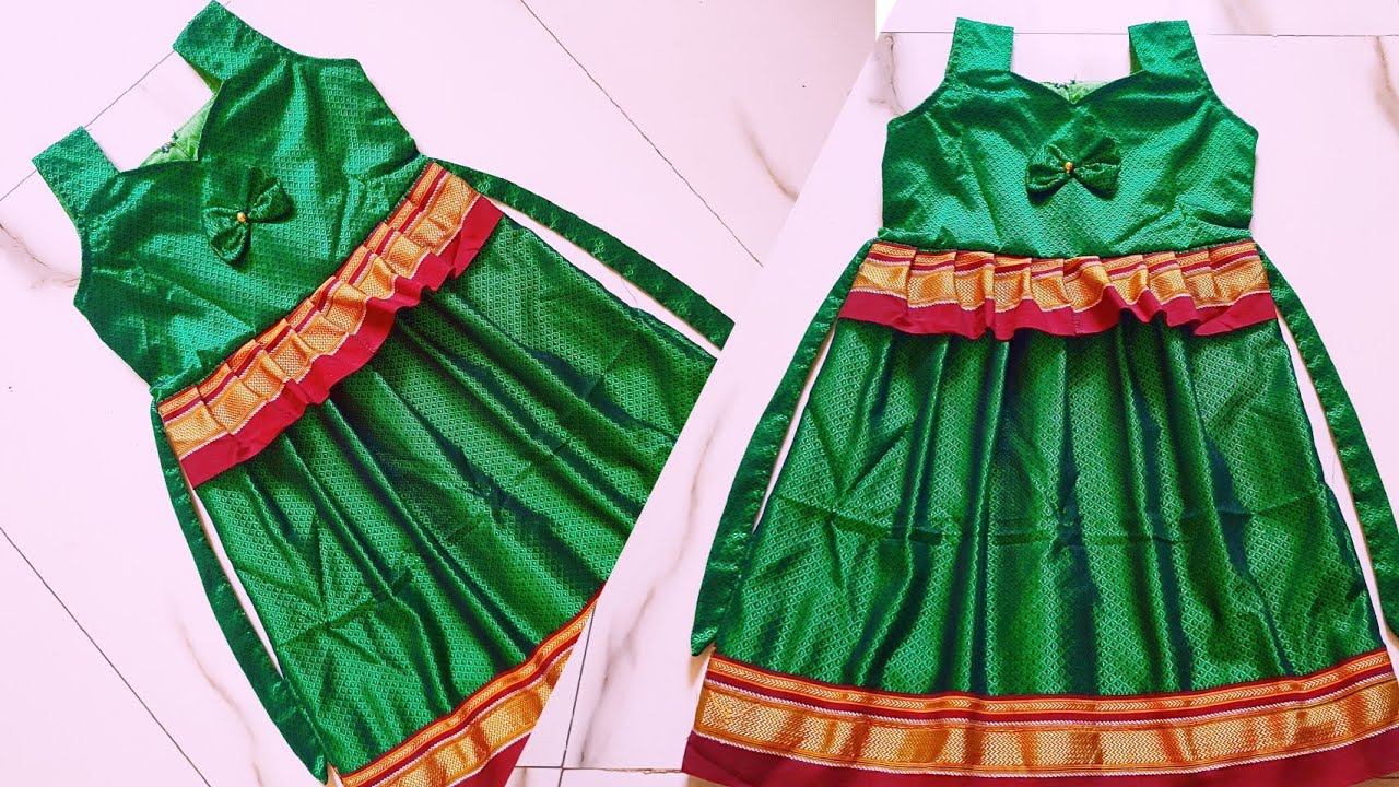 One year girl baby frock cutting and stitching | khan fabric baby frock ...