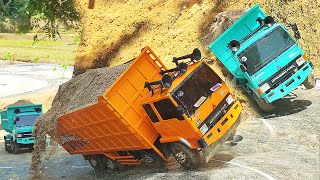 GAGAL MELINTAS Fuso 220Ps Trinton TRUK OLENG Muatan Pasir TERGULING Truk Laka Lintas Rc handmade