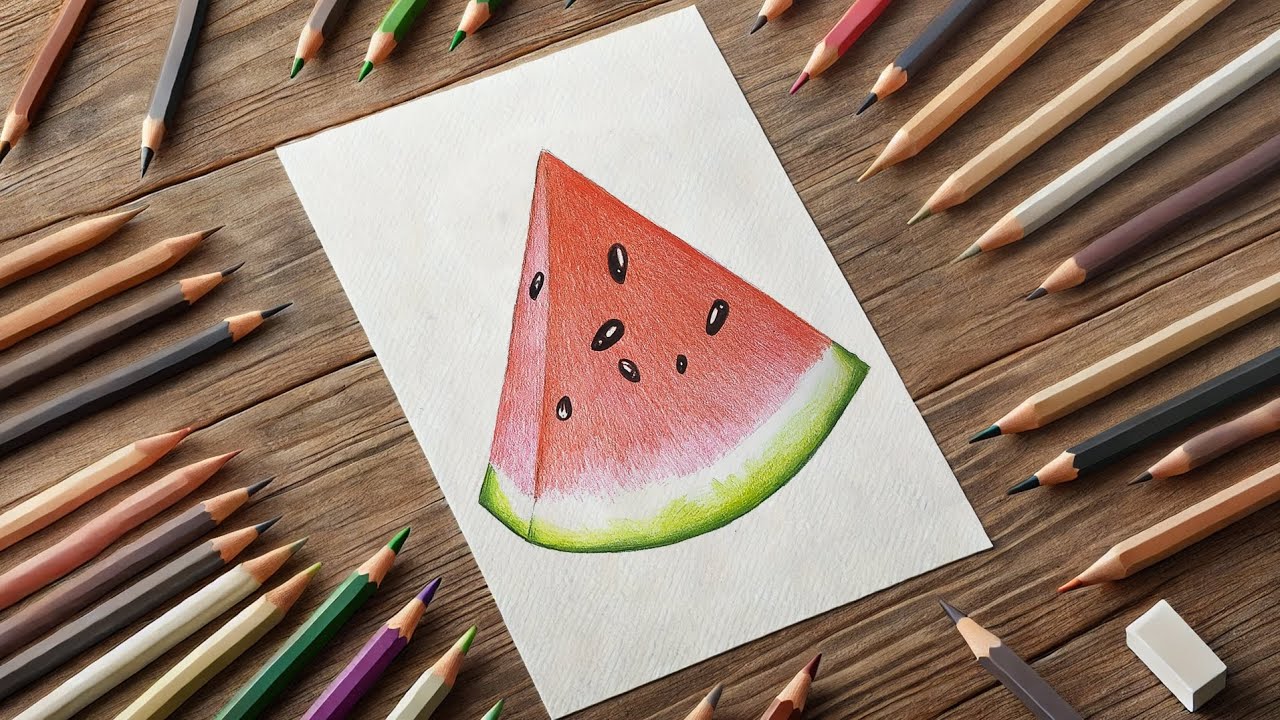 How to Draw a Realistic Watermelon Slice – Step by Step Drawing Tutorial
