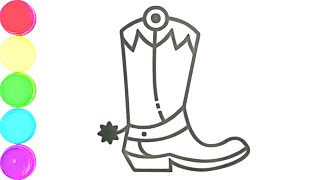 Cowboy Boot 👢 Drawing, Painting & Coloring For Kids and Toddlers_ Child Art