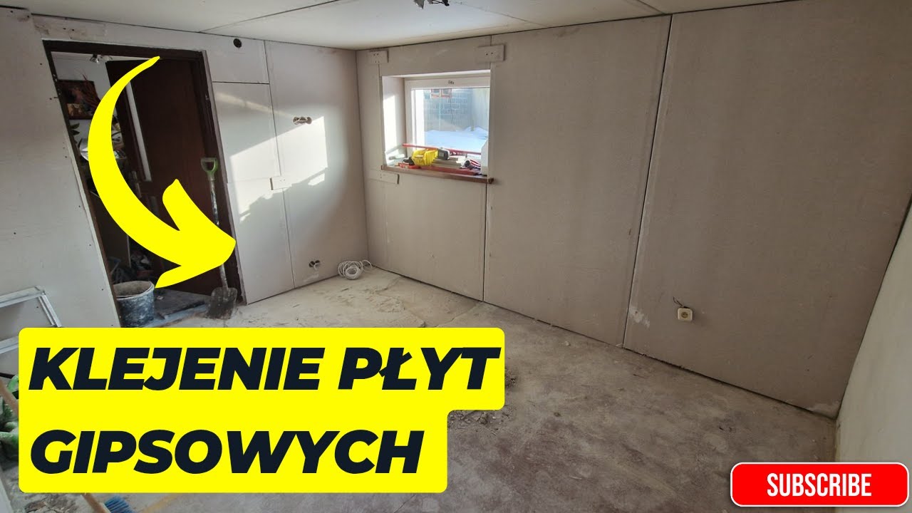 Przyklejanie płyt gipsowych na ściany. Suche tynki. #klej #sufitpodwieszany #zrobtosam #remont #diy