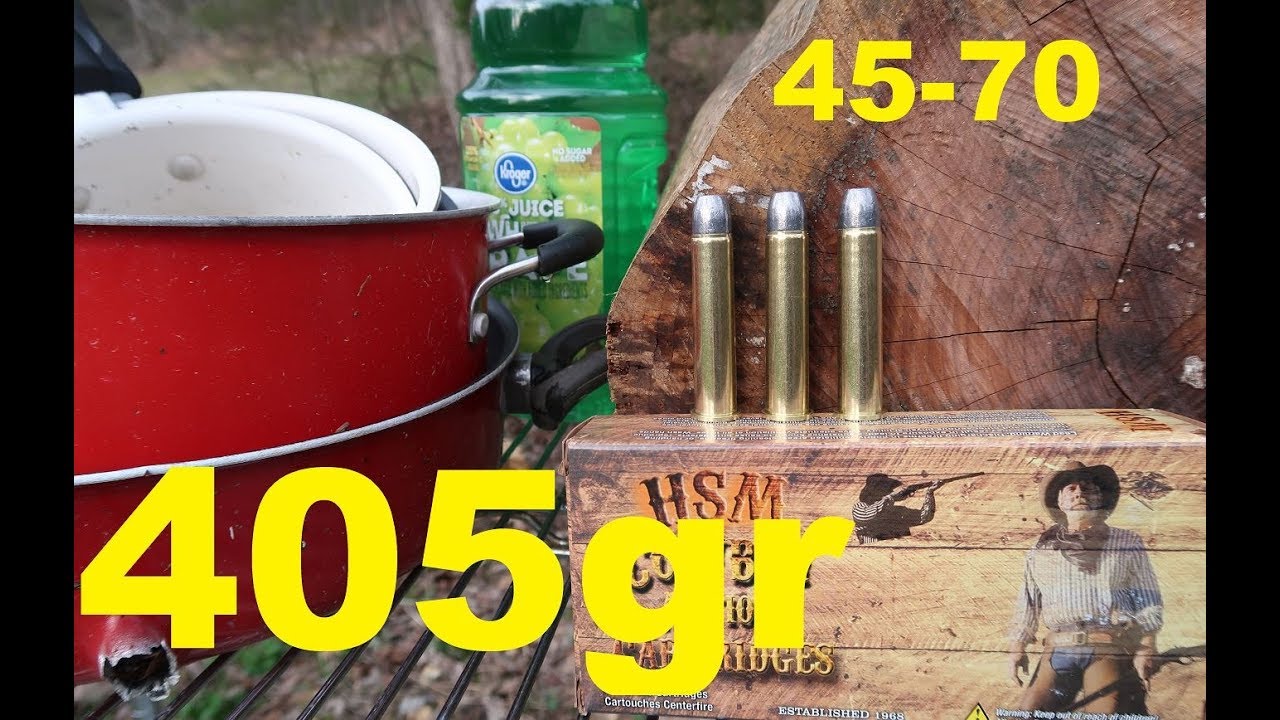 45 70 Govt 405 Grain Bullets Splitting Logs And Pots Youtube