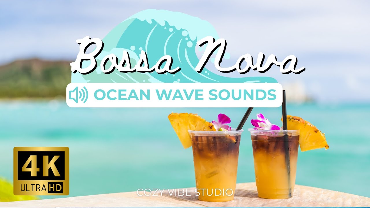 Relaxing Music & Beach View🌊Bossa Nova Jazz & Ocean Waves | Cozy Cafe Music for Work & Study