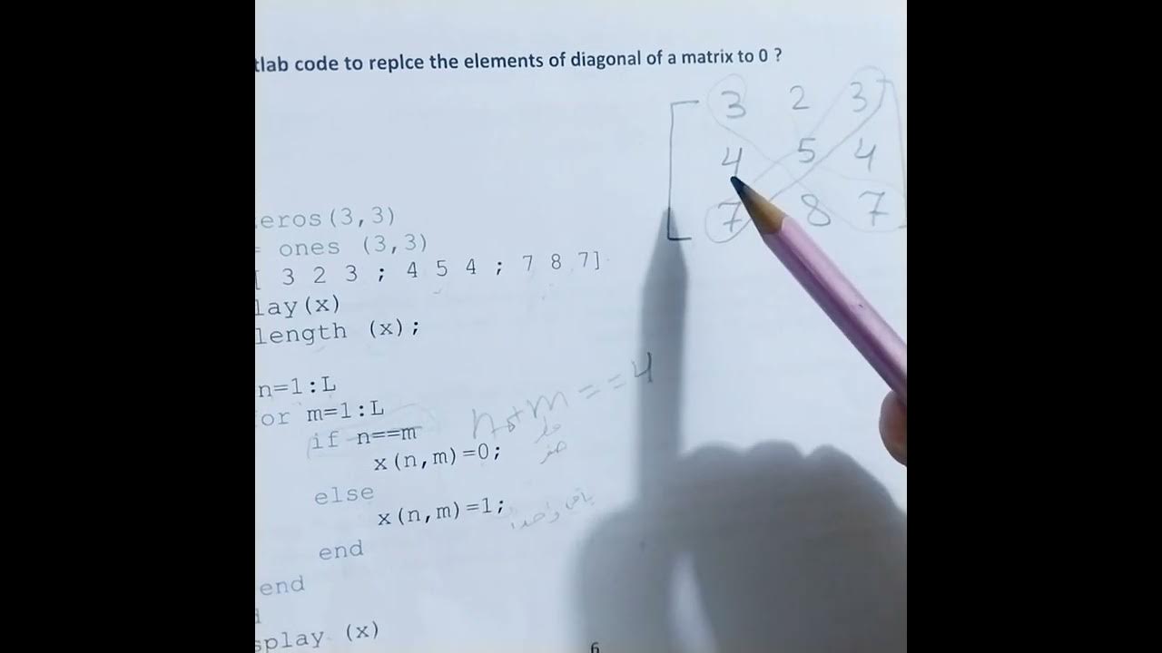 Soft computing lab. شرح على القطر الثانوي للمصفوفة YouTube