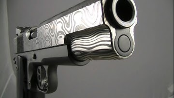 1911 CUSTOM CASPIAN DAMASCUS 45ACP EBONY GRIPS