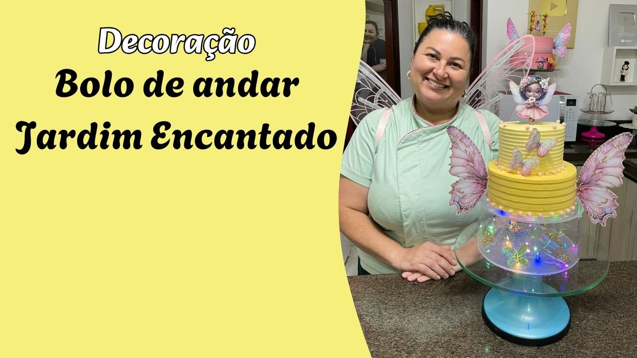 🎂Bolo de Andar Jardim Encantado | Decoração com Chantilly  - Passo a Passo Iniciantes