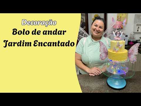 🎂Bolo de Andar Jardim Encantado | Decoração com Chantilly  - Passo a Passo Iniciantes