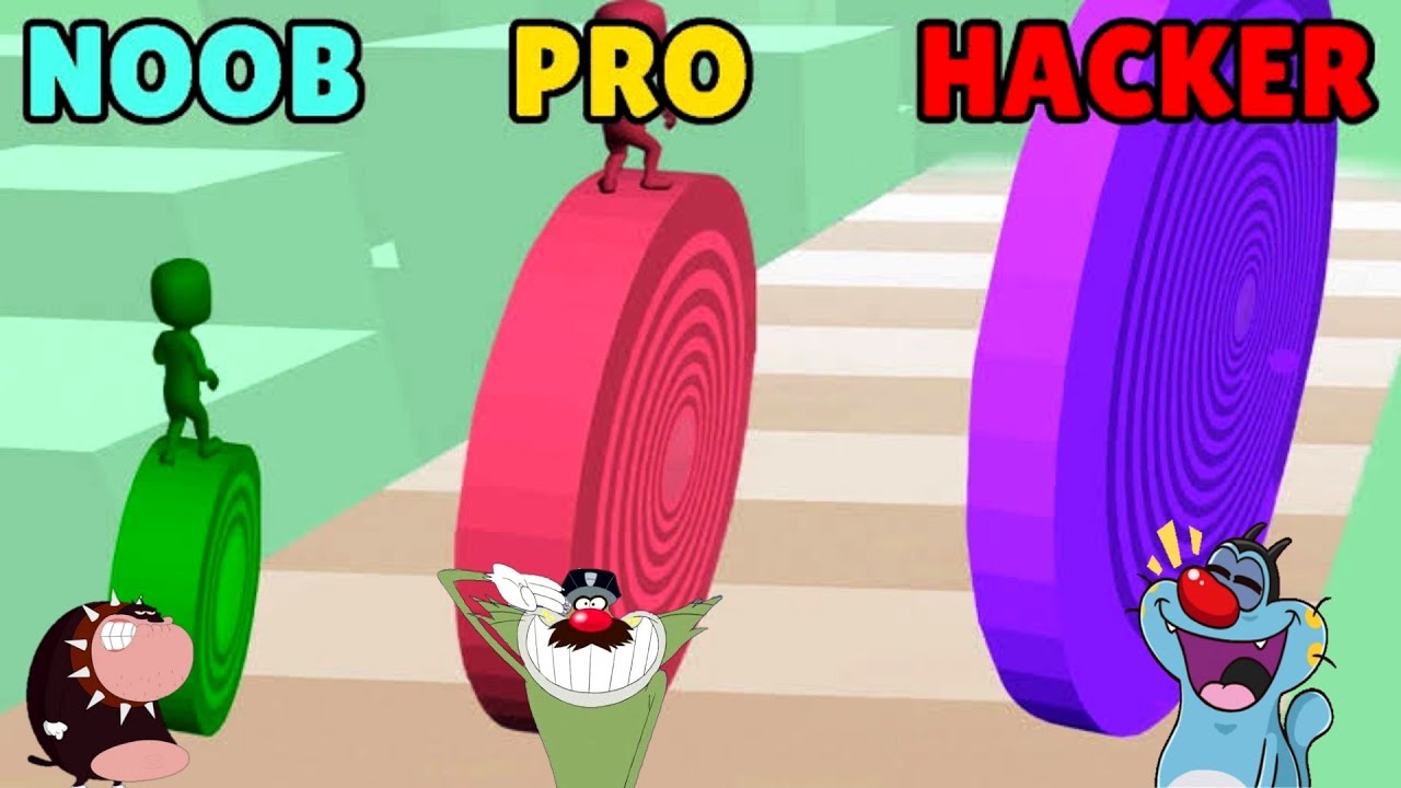 NOOB vs PRO vs HACKER Layers Roll Gameplay Oggy Jack Bob Voice