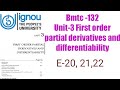 (v-29) Ignoucbcs bag bscg mathematics bmtc-132 Unit- 3 First order partial derivatives E 20,21,22