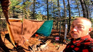 5 Days Off Grid Camping With Wolf -  Cast Iron Dutch Oven Cooking - Wild Harvest From Back Country.