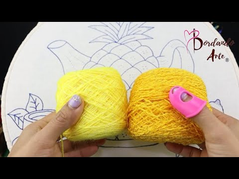 ¡EN VIVO!: Borda una Piña en Relieve!💯🧶Puntadas Fáciles y Sorprendentes #embroidery #handembroidery