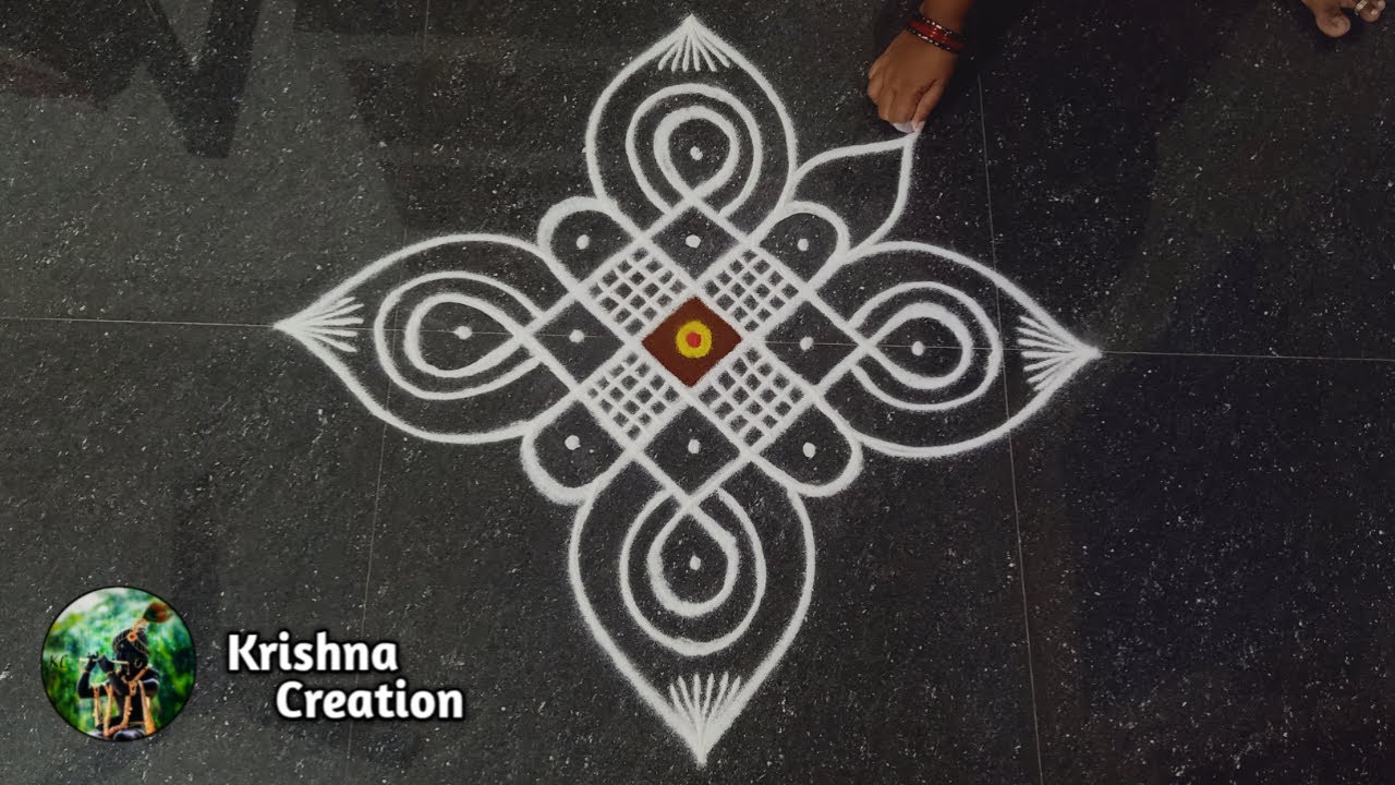 Simple Sikku kolam, Kambi kolam | Melikala muggulu | 5x1 dot neli kolam | Beautiful kambi kolam
