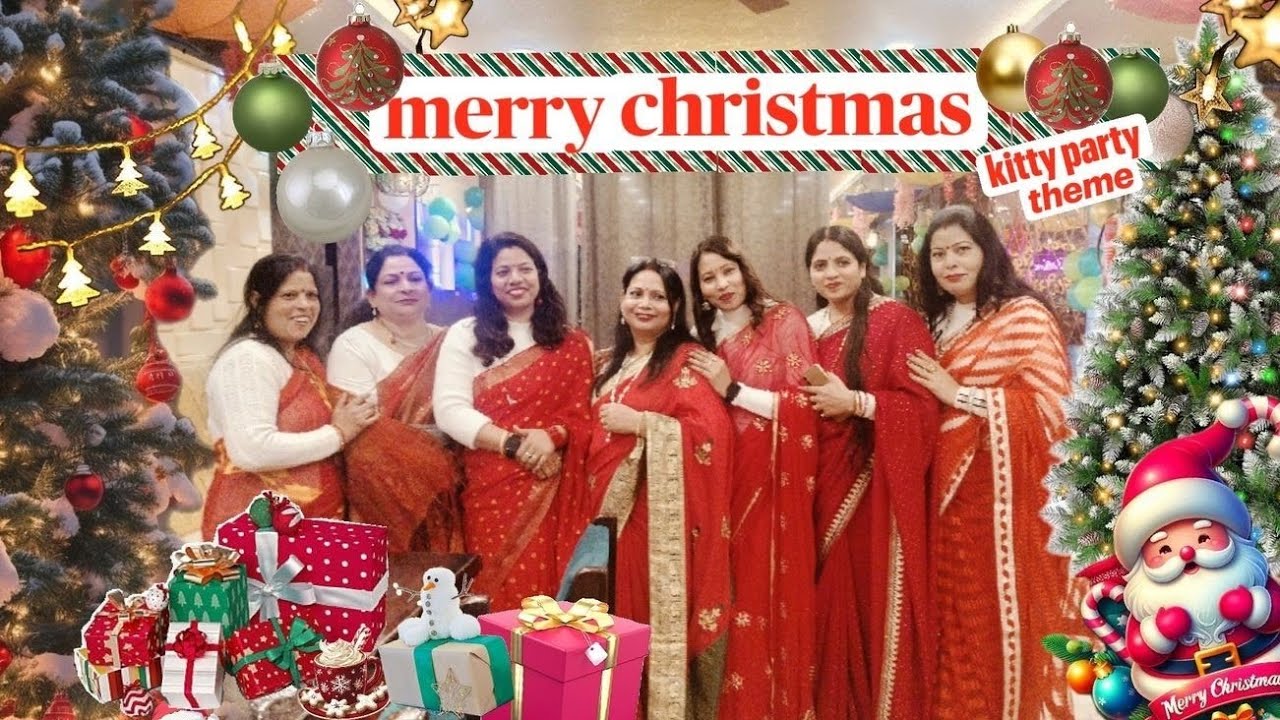 Christmas theme🌲🧑‍🎄🎁 kitty party/outfit/dress Idea#kittyparty #chrestmas