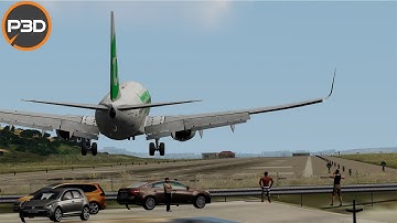 P3Dv5 - PMDG 737 NGXu | Short (1600m!) runway landing in Skiathos