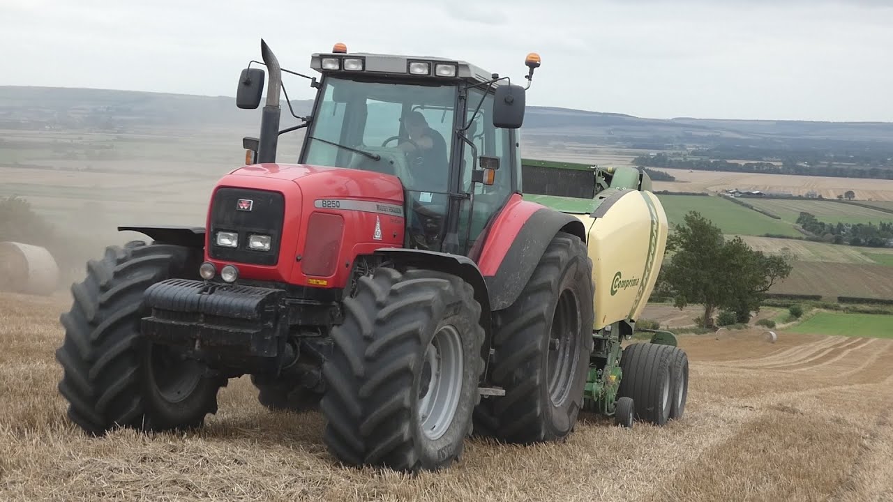 Massey Ferguson 8250 Tractor Comprima Hay Baling The Wheat