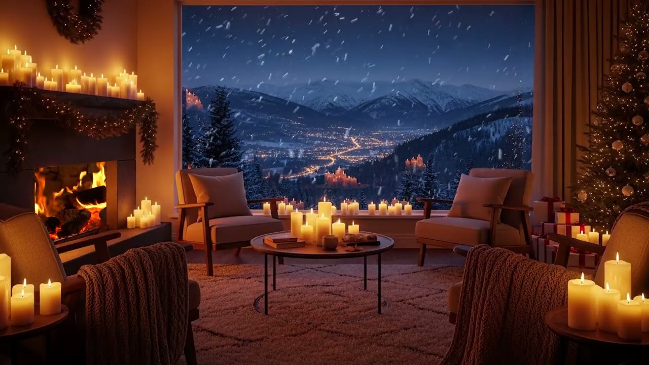 Snow Falling Outside White Lounge | Gentle Piano Music for Deep Sleep & Focus