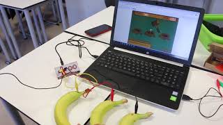 Mole game with Scratch codes using Makey Makey & bananas
