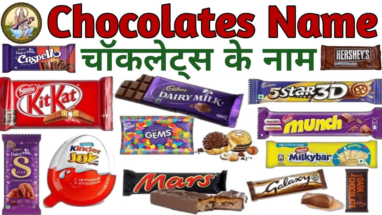 Different Types Of Chocolates l Chocolate Name For Kids l चॉकलेट के नाम बच्चों के लिए l