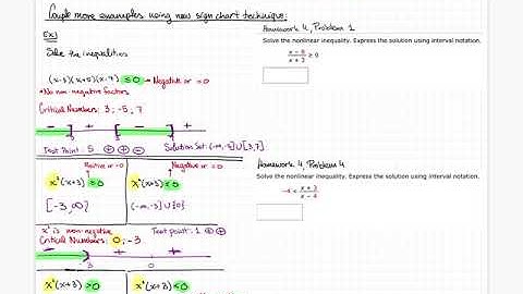 Finishing up non-linear inequalities: Some examples part 1