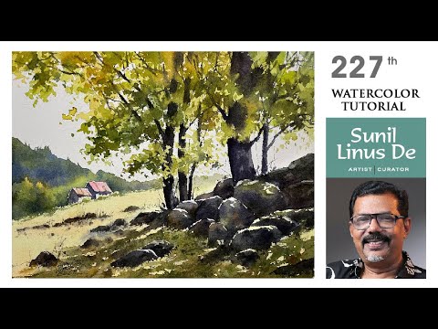 Simple watercolor painting tutorial with easy methods | Landscape painting  | Sunil Linus De - YouTube