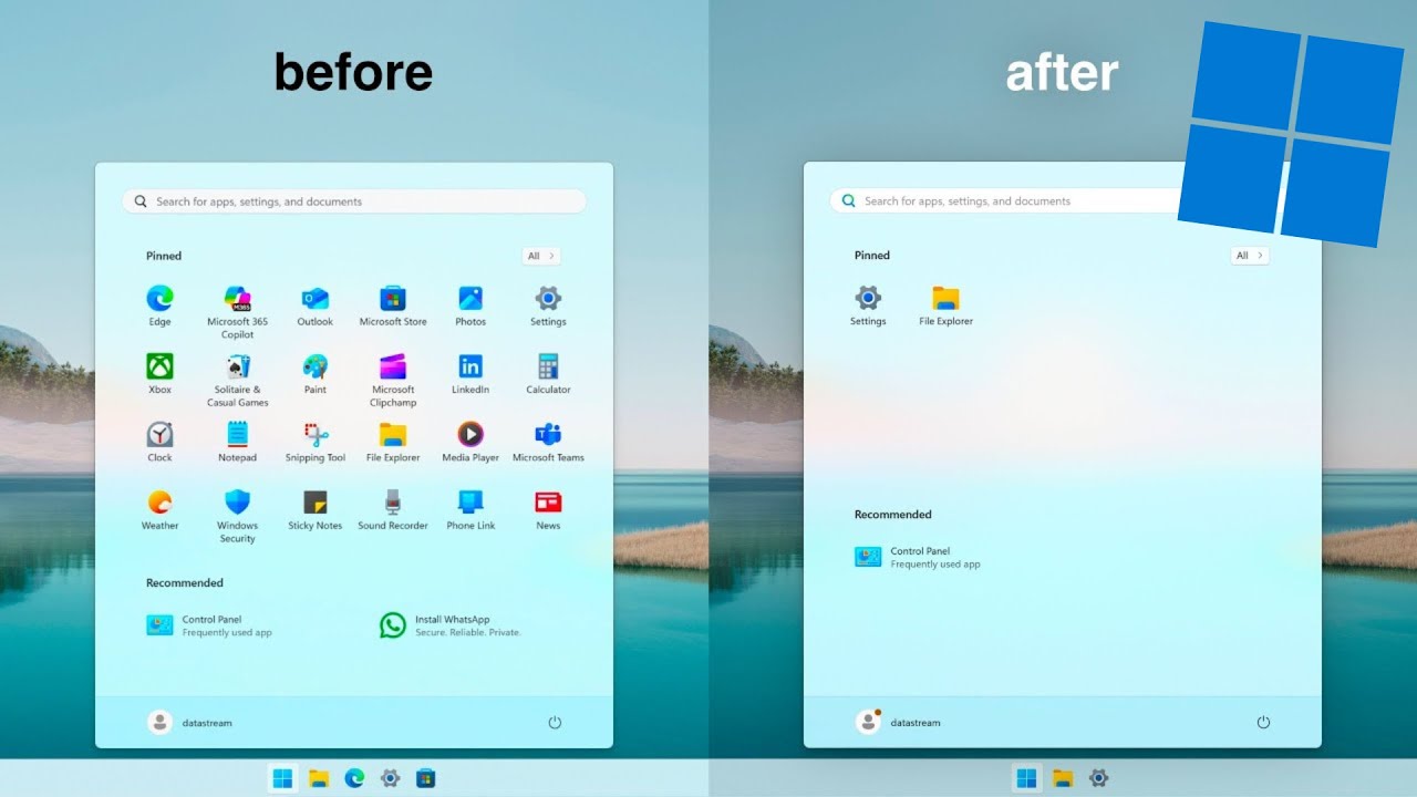 Windows 11 Screen Clean Interface Windows 11 Debloating Method 100% Safe and clean - YouTube