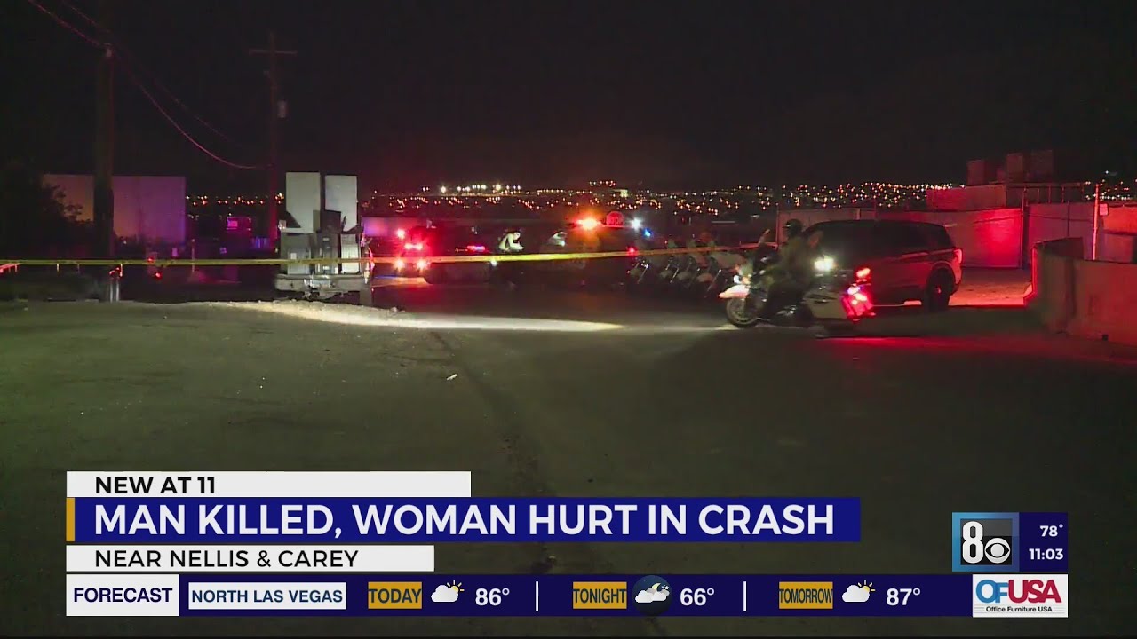 Man killed, woman injured after crash in northeast Las Vegas - YouTube